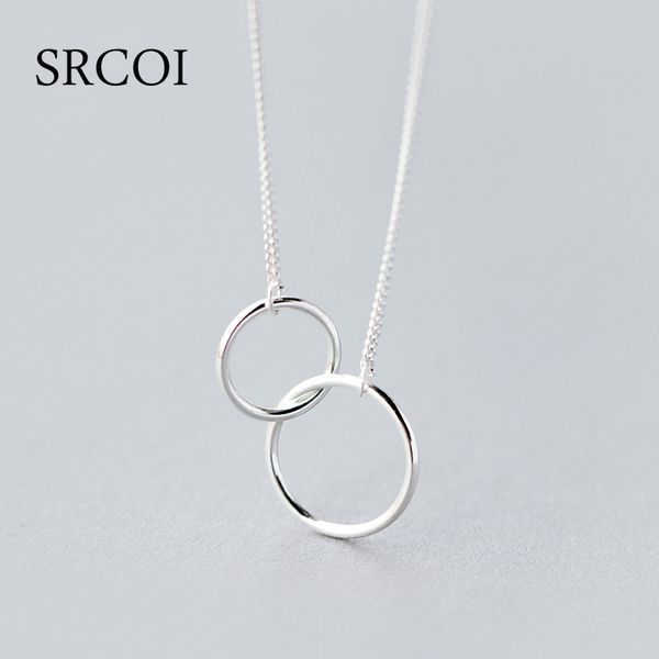 casual double circle necklace 925 sterling silver necklace accesorios mujer initial eternity interlocking hoop infinity pendant