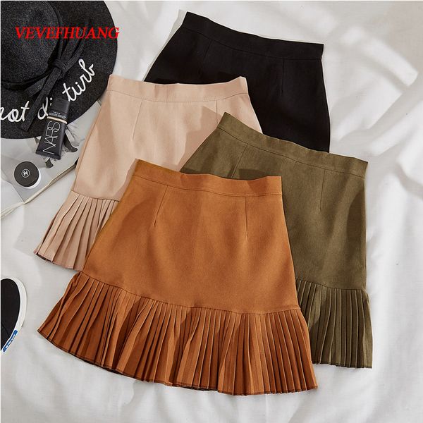 vevefhuang autumn winter women mini pleated skirt suede solid multi colors high waist school girls femininas skater skirt, Black;gray
vevefhuang autumn winter women mini pleated skirt suede solid multi colors high waist school girls femininas skater skirt, Black;gray