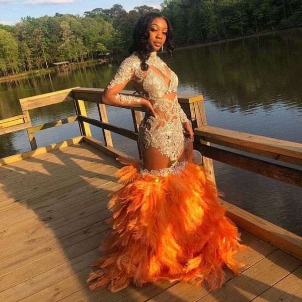 feathers mermaid prom dresses with high neck appliques beads sequins long sleeves evening dress african women vestidos party gowns, Black
feathers mermaid prom dresses with high neck appliques beads sequins long sleeves evening dress african women vestidos party gowns, Black