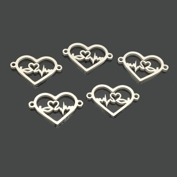 10pcs heartbeat love stainless steel jewerly pendant two hole stainless steel love wave charm for bracelet making, Silver
10pcs heartbeat love stainless steel jewerly pendant two hole stainless steel love wave charm for bracelet making, Silver