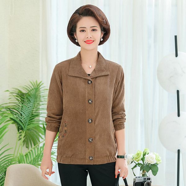spring woman corduroy coat burgundy khaki turn down collar button front flower embroidery pockets design jackets mature women, Black;brown
spring woman corduroy coat burgundy khaki turn down collar button front flower embroidery pockets design jackets mature women, Black;brown