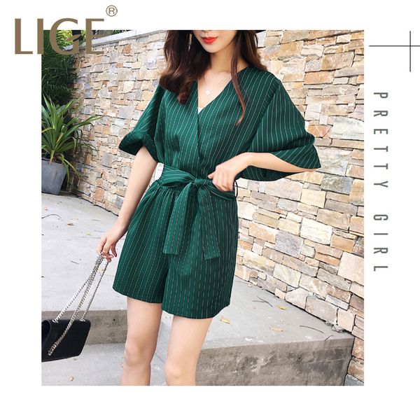lige summer v-neck high waisted striped playsuit sashes short sleeve women romper bodysuit 2019casual short jumpsuit femininas, Black;white
lige summer v-neck high waisted striped playsuit sashes short sleeve women romper bodysuit 2019casual short jumpsuit femininas, Black;white