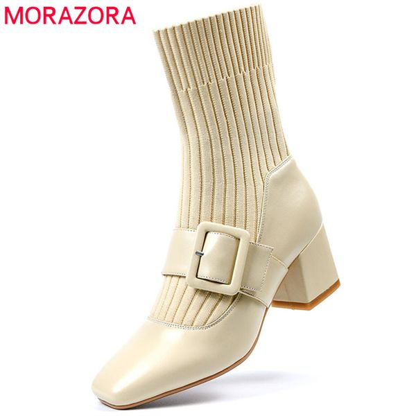 morazora 2020 new arrival women ankle boots genuine leather buckle stretch boots autumn winter high heels dress shoes woman, Black
morazora 2020 new arrival women ankle boots genuine leather buckle stretch boots autumn winter high heels dress shoes woman, Black