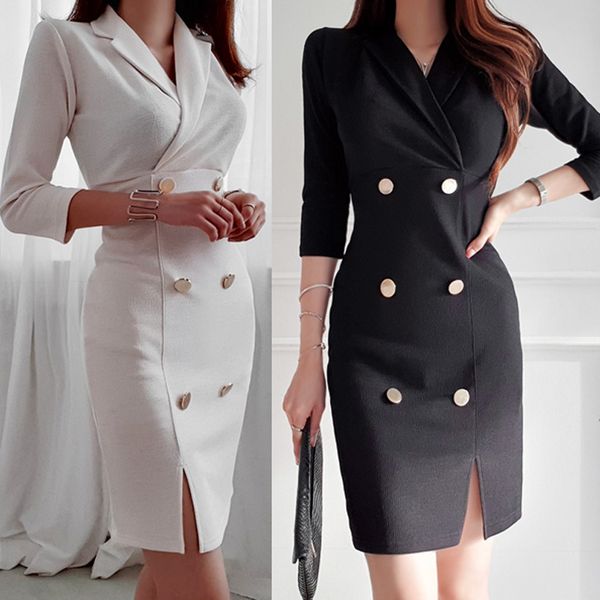 cinessd double beasted suit bodycon dress 2020 women autumn white blsck notched long sleeve party dress vestidos plus size, Black;gray
cinessd double beasted suit bodycon dress 2020 women autumn white blsck notched long sleeve party dress vestidos plus size, Black;gray