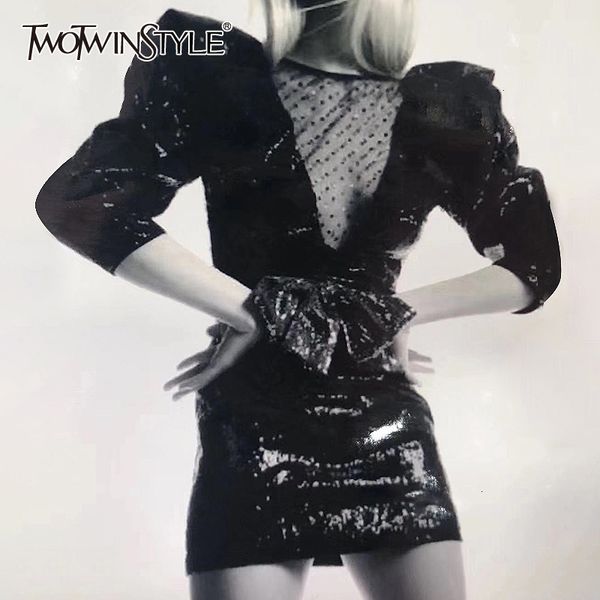 twotwinstyle patchwork mesh ruffle sequined dresses female o neck puff long sleeve high waist mini dress women 2019 fashion, Black;gray
twotwinstyle patchwork mesh ruffle sequined dresses female o neck puff long sleeve high waist mini dress women 2019 fashion, Black;gray