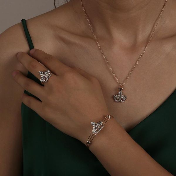 trendy crown necklace earrings ring bangle jewelry set choker necklaces jewelry opening adjustable ring bracelet collare collier, Silver
trendy crown necklace earrings ring bangle jewelry set choker necklaces jewelry opening adjustable ring bracelet collare collier, Silver