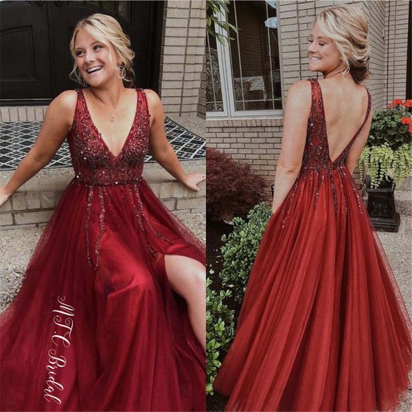 gorgeous burgundy beaded tulle long evening dress v neck backless prom gowns 2019 custom made formal occasion women dress, White;black
gorgeous burgundy beaded tulle long evening dress v neck backless prom gowns 2019 custom made formal occasion women dress, White;black
