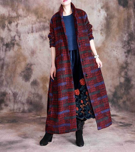 women winter long woolen coat outerwear ladies retro plaid warm single breasted overcoat oat female 2019 loose wool&blends, Black
women winter long woolen coat outerwear ladies retro plaid warm single breasted overcoat oat female 2019 loose wool&blends, Black