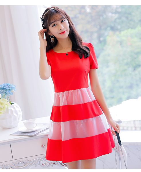 watermelon red women's big yards cultivate one's morality dress with short sleeves, Black;gray
watermelon red women's big yards cultivate one's morality dress with short sleeves, Black;gray