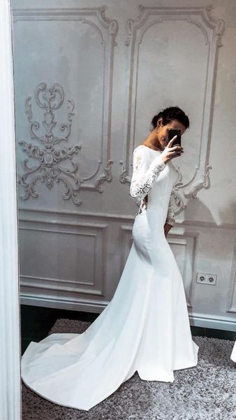 white long sleeve sheath satin african muslim milla nova wedding dresses backless 2020 new bridal gowns vbg015
white long sleeve sheath satin african muslim milla nova wedding dresses backless 2020 new bridal gowns vbg015