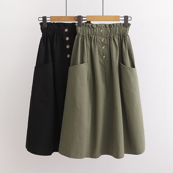 2019 women mori girl a-line skirt slim pockets long skirts casual solid four-button high waist maxi skirt women's clothes, Black
2019 women mori girl a-line skirt slim pockets long skirts casual solid four-button high waist maxi skirt women's clothes, Black
