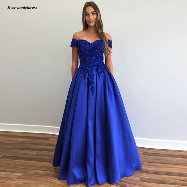 elegant royal blue evening dresses off the shoulder lace appliques sequined lace-up back a-line special occasion gowns vestidos, White;black
elegant royal blue evening dresses off the shoulder lace appliques sequined lace-up back a-line special occasion gowns vestidos, White;black