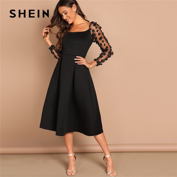 shein night out contrast mesh appliques pleated square neck knee length dress autumn modern lady workwear women dresses, Black;pink
shein night out contrast mesh appliques pleated square neck knee length dress autumn modern lady workwear women dresses, Black;pink