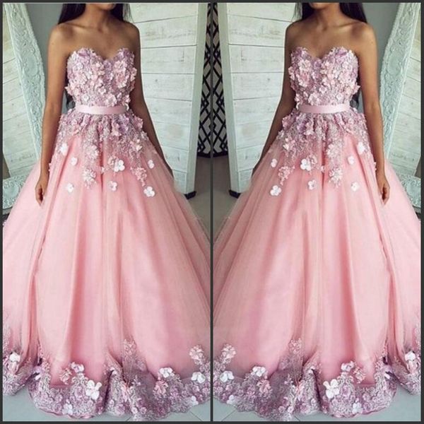 glamorous pink formal evening dresses with sashes sweetheart 3d floral appliques ball gowns prom dresses floor length zipper back women gown, Black;red
glamorous pink formal evening dresses with sashes sweetheart 3d floral appliques ball gowns prom dresses floor length zipper back women gown, Black;red