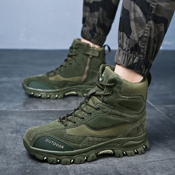 men hiking boots 2019 fashion leather lace up ankle boot male outdoor non slip sport boot wear resistance high working boots, Black
men hiking boots 2019 fashion leather lace up ankle boot male outdoor non slip sport boot wear resistance high working boots, Black