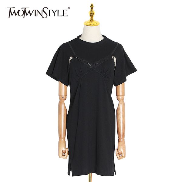 twotwinstyle vintage patchwork lace women dress o neck short sleeve high waist hollow out midi dresses for female fashion tide, Black;gray
twotwinstyle vintage patchwork lace women dress o neck short sleeve high waist hollow out midi dresses for female fashion tide, Black;gray