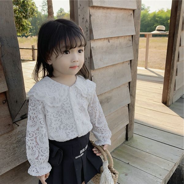 girls shirt lace jumper bottoming shirt spring and summer new children's clothing, White;black
girls shirt lace jumper bottoming shirt spring and summer new children's clothing, White;black