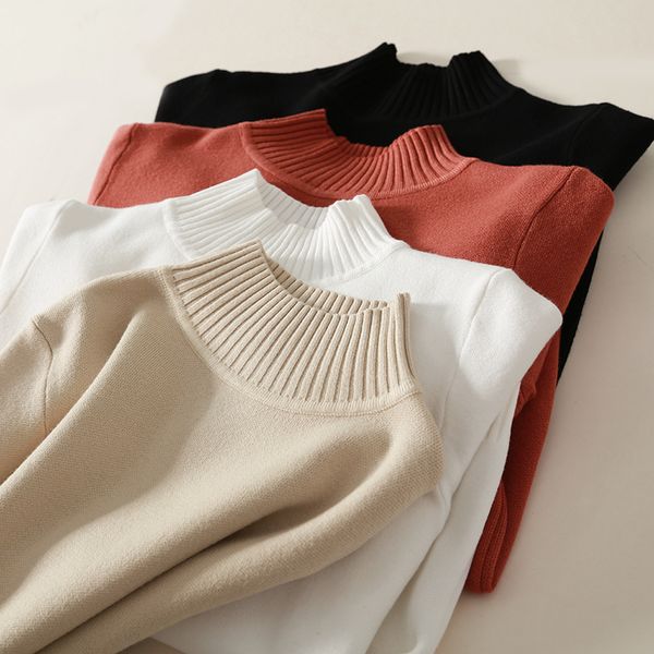 temperament solid color turtleneck knitted sweater women pullover tricot 2019 autumn winter cashmere warm pull femme jumper, White;black
temperament solid color turtleneck knitted sweater women pullover tricot 2019 autumn winter cashmere warm pull femme jumper, White;black