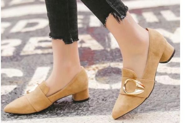 2019 women's shoes in spring and autumn with new style middle heel coarse heel pointed end suede@2613, Black
2019 women's shoes in spring and autumn with new style middle heel coarse heel pointed end suede@2613, Black