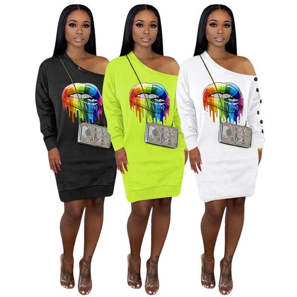 women dress long sleeve knee dresses 2020 ladies casual lip printed dew shoulder one pieces dress female outfit knee length dress e22702, Black;gray
women dress long sleeve knee dresses 2020 ladies casual lip printed dew shoulder one pieces dress female outfit knee length dress e22702, Black;gray
