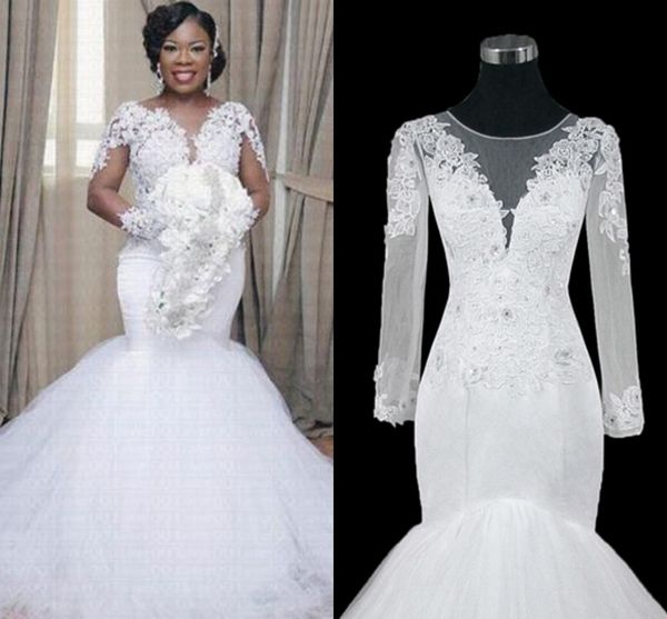 vintage african plus size wedding dress real p lace applique long illusion sleeves wedding dresses bridal gowns, White
vintage african plus size wedding dress real p lace applique long illusion sleeves wedding dresses bridal gowns, White