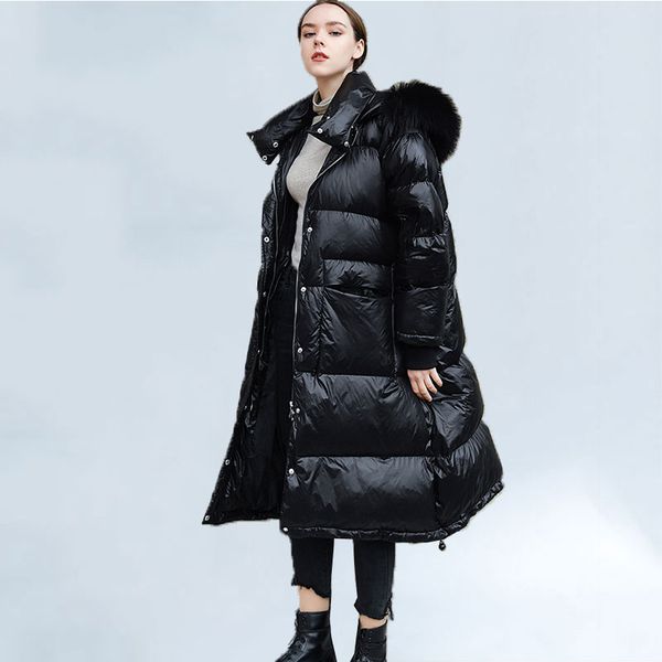 natural fur winter down jacket women long overcoat hooded parka white duck down coat thicken female large size outerwear warm, Black
natural fur winter down jacket women long overcoat hooded parka white duck down coat thicken female large size outerwear warm, Black