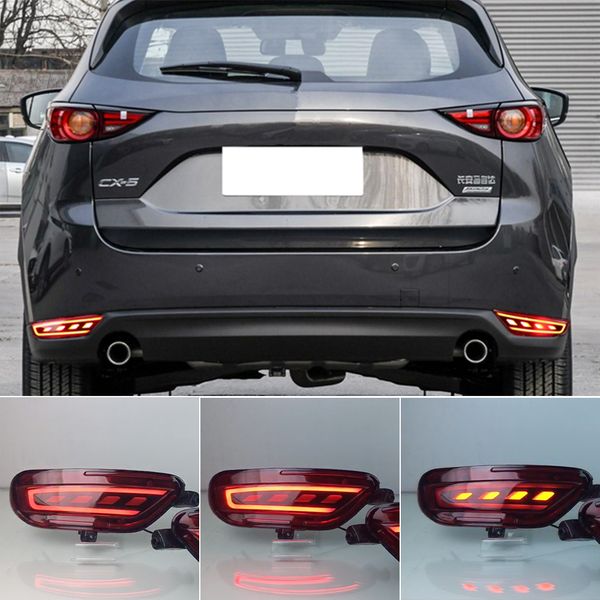 2pcs led reflector rear fog lamp for mazda cx-5 cx5 2017 2018 2019 2020 2021 car led bumper light brake light turn signal