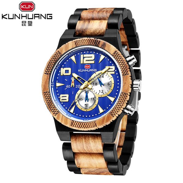 kunhuang wooden men watches with blue dial 3 small dials all can work chronograph date wood watch casual business mens watches, Slivery;brown
kunhuang wooden men watches with blue dial 3 small dials all can work chronograph date wood watch casual business mens watches, Slivery;brown