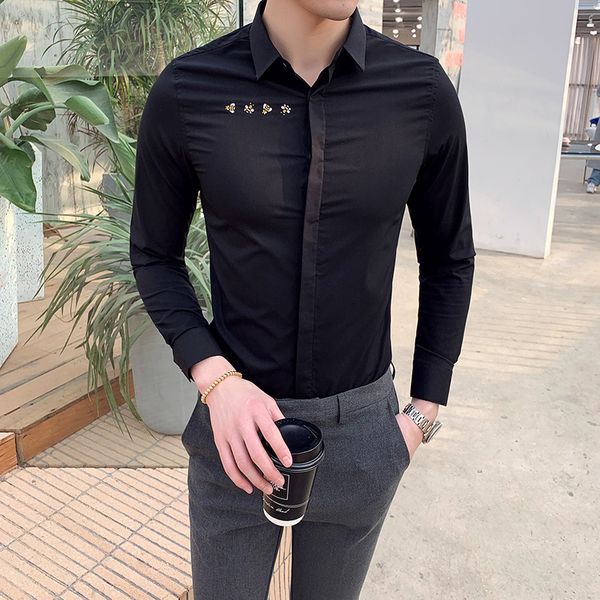 2019 men shirt long sleeve fashion mens casual shirts solid color business slim fit embroidery camisas masculina plus size -3xl, White;black
2019 men shirt long sleeve fashion mens casual shirts solid color business slim fit embroidery camisas masculina plus size -3xl, White;black