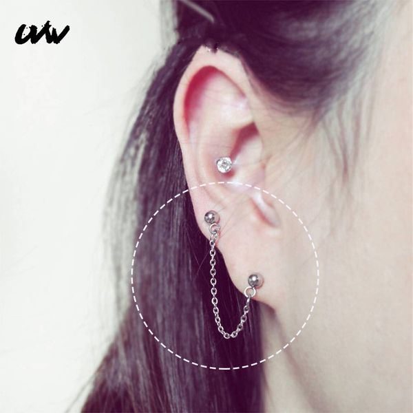 uvw049 2pc boho stainless steel barbell long chain stud earrings double hole helix ear bone piercing earrings for women jewelry, Golden;silver
uvw049 2pc boho stainless steel barbell long chain stud earrings double hole helix ear bone piercing earrings for women jewelry, Golden;silver