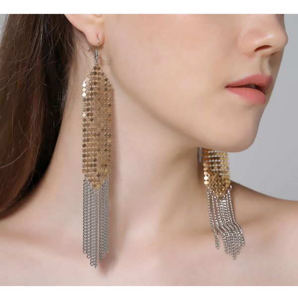 trendy aluminium sequins drop dangle earring elegant fine chain tassel earring three colors long earring for women girls, Silver
trendy aluminium sequins drop dangle earring elegant fine chain tassel earring three colors long earring for women girls, Silver