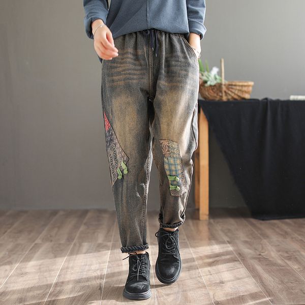 winter jeans retro women elastic waist loose fleece warm denim trousers 2019 new ladies embroidery washed loose denim pants, Blue
winter jeans retro women elastic waist loose fleece warm denim trousers 2019 new ladies embroidery washed loose denim pants, Blue