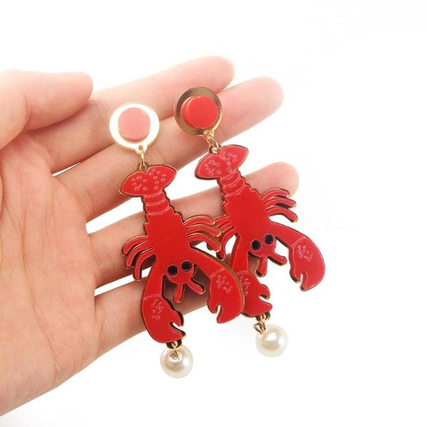 dangle fun lobster trendy acrylic personality fabala earrings ocs retro, Silver 
dangle fun lobster trendy acrylic personality fabala earrings ocs retro, Silver