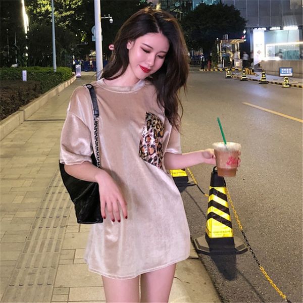 женская осень 2019 года леопардовый принт платье футболка золотой бархат карман свободный круглый воротник короткий рукав футболка базовая р, White
женская осень 2019 года леопардовый принт платье футболка золотой бархат карман свободный круглый воротник короткий рукав футболка базовая р, White