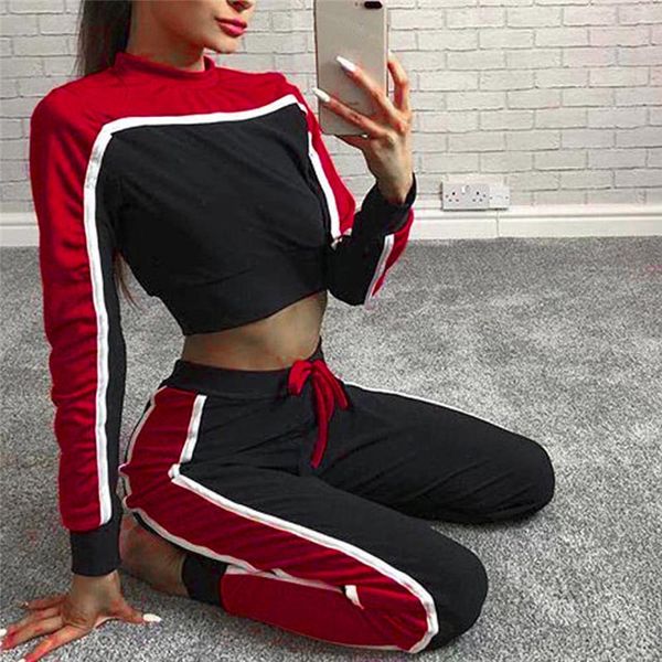 color panelled women designer tracksuits fashionable crew neck crop hoodies two piece pants casual womens spring clothes, Gray
color panelled women designer tracksuits fashionable crew neck crop hoodies two piece pants casual womens spring clothes, Gray