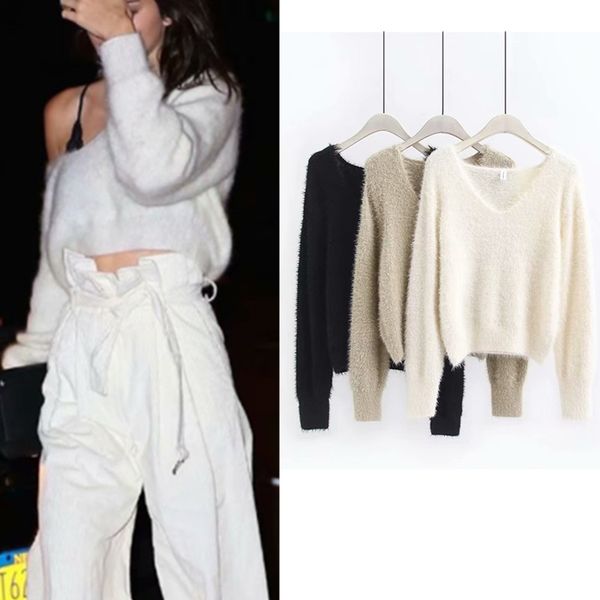 mydc womens sweaters 2019 new winter england style knitted pullovers ladies v-neck strapless shoulder mohair knit sweater, White;black
mydc womens sweaters 2019 new winter england style knitted pullovers ladies v-neck strapless shoulder mohair knit sweater, White;black