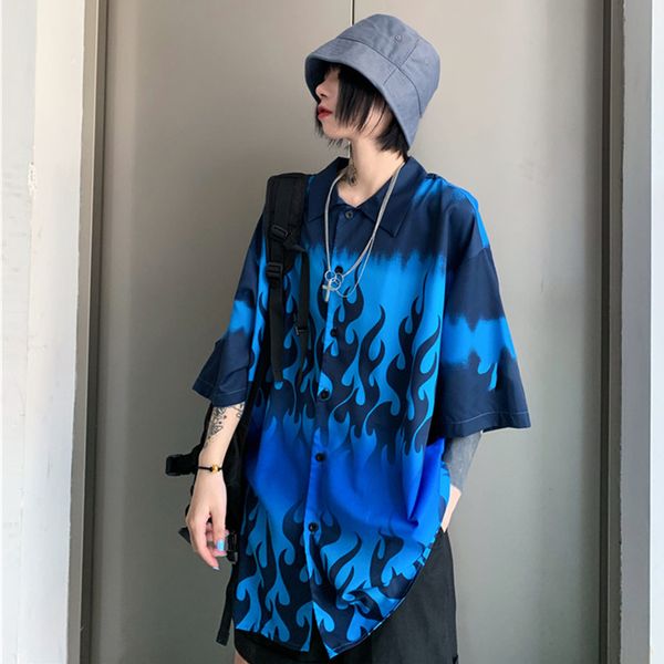 women's blouses & shirts plus size women/man oversized fire printing blouse high street bf style 2021 summer short sleeve blusas, White
women's blouses & shirts plus size women/man oversized fire printing blouse high street bf style 2021 summer short sleeve blusas, White