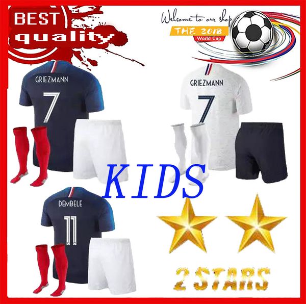 

Maillot de foot enfant 2018 football kid 2 tar two etoile equipe de france uniform french kit jer ey pant ock