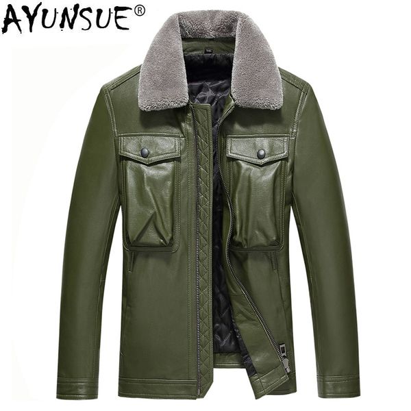 ayunsue 2018 real sheepskin leather jacket men autumn winter genuiner leather coat wool collar giubbotti pelle uomo kj1330, Black
ayunsue 2018 real sheepskin leather jacket men autumn winter genuiner leather coat wool collar giubbotti pelle uomo kj1330, Black