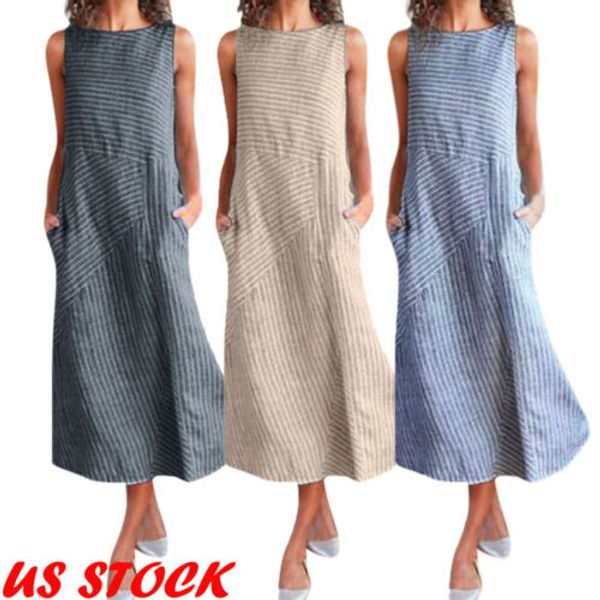 fashion stripe beach dress women boho o-neck linen maxi dress sleeveless casual kaftan tunic plus size s-3xl, Black;gray
fashion stripe beach dress women boho o-neck linen maxi dress sleeveless casual kaftan tunic plus size s-3xl, Black;gray