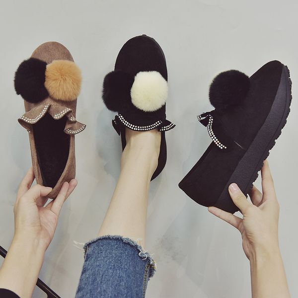 two fur balls flats shoes woman brand crystal ruffles creeper espadrilles women warm plush winter platform flats s453, Black
two fur balls flats shoes woman brand crystal ruffles creeper espadrilles women warm plush winter platform flats s453, Black
