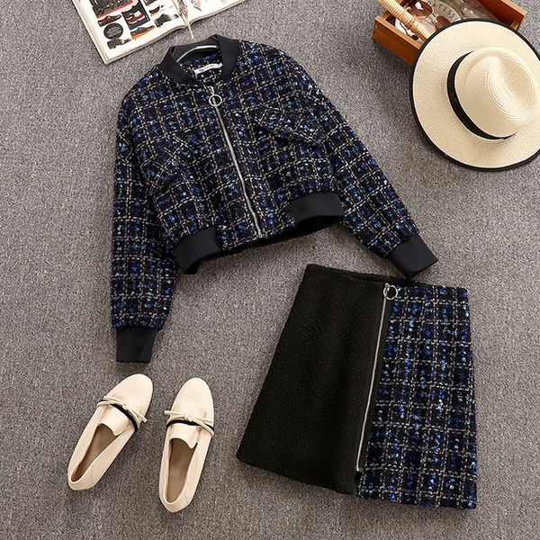 work dresses women tweed 2 piece set zipper jacket and skirt spring autumn female fashion party two pieces suit woman casual clothes, White;black
work dresses women tweed 2 piece set zipper jacket and skirt spring autumn female fashion party two pieces suit woman casual clothes, White;black