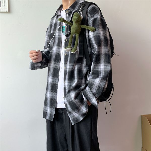 2019 men plaid shirt hip hop streetwear shirt color block harajuku long sleeve retro vintage checkered casual autumn, White;black
2019 men plaid shirt hip hop streetwear shirt color block harajuku long sleeve retro vintage checkered casual autumn, White;black