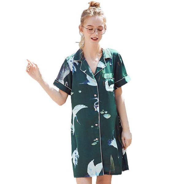 nightgowns sleeper wear dress daily women summer short style printed silk home nightgown sleepshirts female clothes hip new, Black;red 
nightgowns sleeper wear dress daily women summer short style printed silk home nightgown sleepshirts female clothes hip new, Black;red