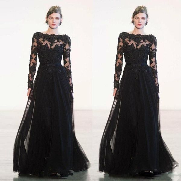 2020 new arrival black a-line floor length evening gowns bateau neck long sleeve appliques bow tie tulle formal prom wear, Black;red
2020 new arrival black a-line floor length evening gowns bateau neck long sleeve appliques bow tie tulle formal prom wear, Black;red