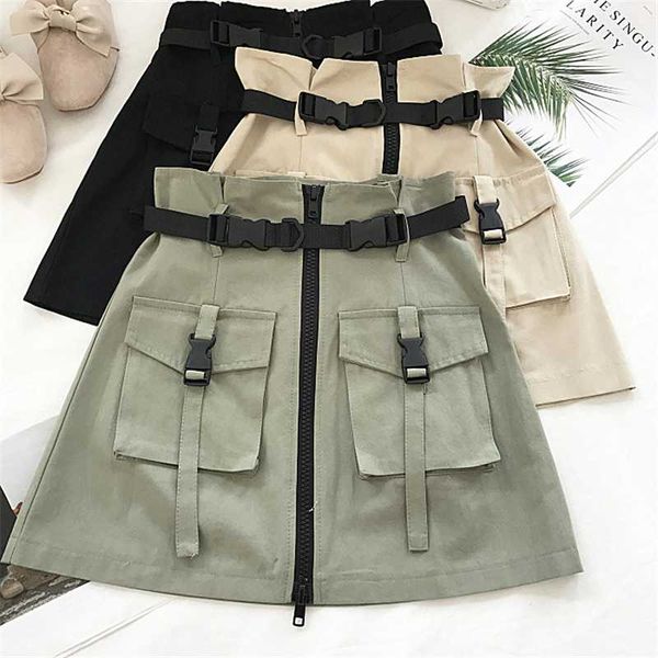 2020 summer skirt women fashion high waist mini skirt gothic punk style pocket buckle with belt streetwear zipper a-line, Black
2020 summer skirt women fashion high waist mini skirt gothic punk style pocket buckle with belt streetwear zipper a-line, Black