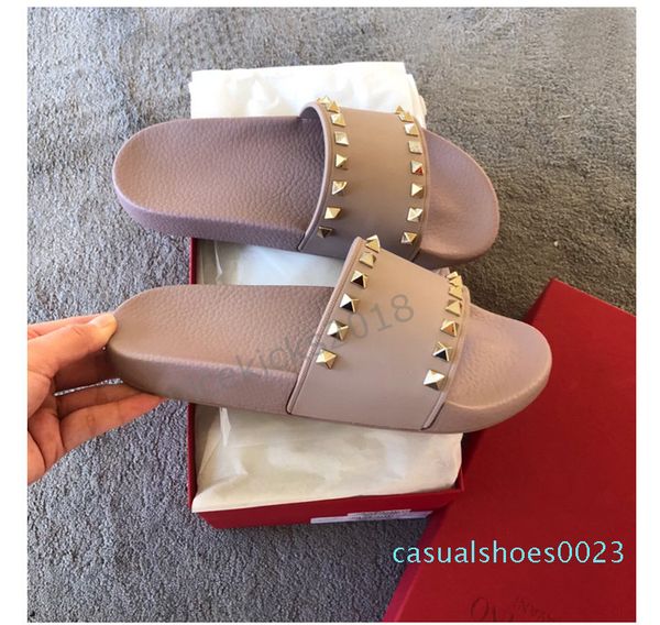 men women slippers with box luxury designer ladies beach slipper tide male rivet stud slippers non-slip leather mens casual spikes shoes c23, Black
men women slippers with box luxury designer ladies beach slipper tide male rivet stud slippers non-slip leather mens casual spikes shoes c23, Black