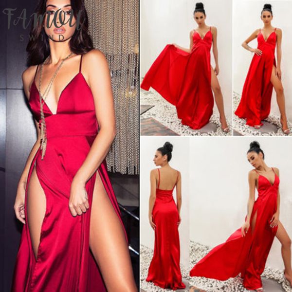 summer women fashion dress v neck slit dresses strappy deep pure color party new formal long maxi dress, Black;gray
summer women fashion dress v neck slit dresses strappy deep pure color party new formal long maxi dress, Black;gray