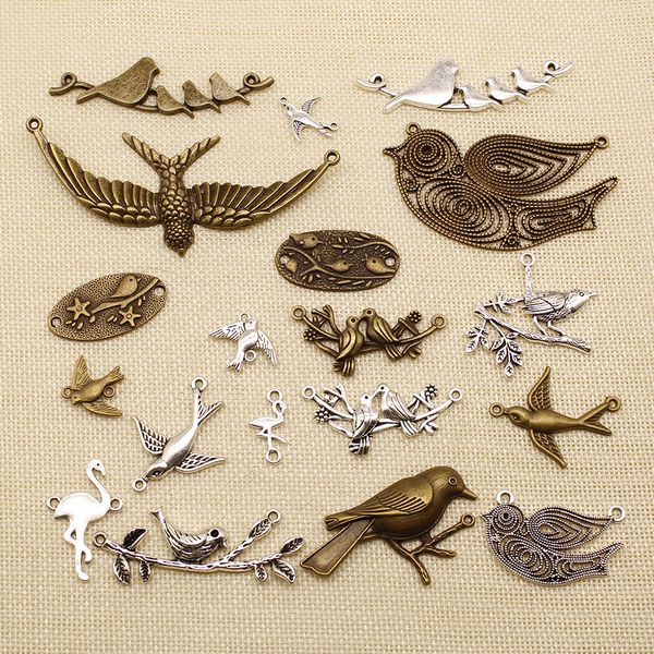 50 pieces metal charms or bracelet charms animal bird branches connect hj077, Bronze;silver
50 pieces metal charms or bracelet charms animal bird branches connect hj077, Bronze;silver