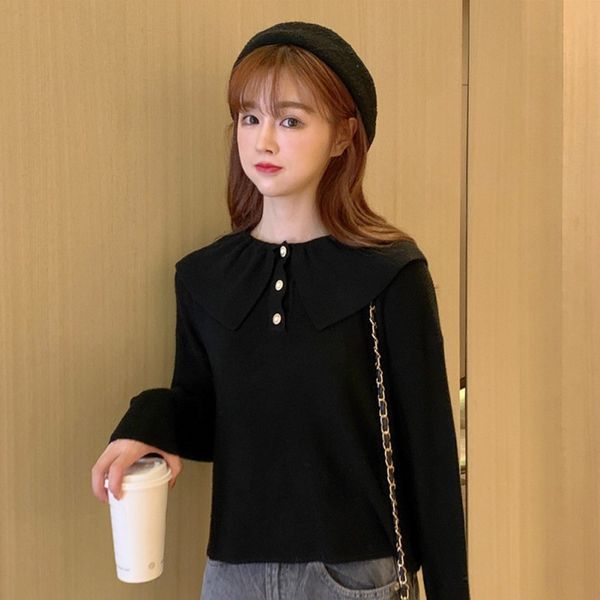 spring autumn pearl button solid sweater women sweet style bottoming pullover long sleeve knitted jumpers, White;black
spring autumn pearl button solid sweater women sweet style bottoming pullover long sleeve knitted jumpers, White;black